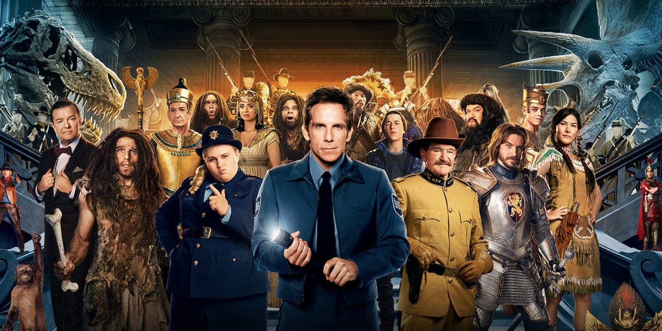The large cast of Night at the Museum films.