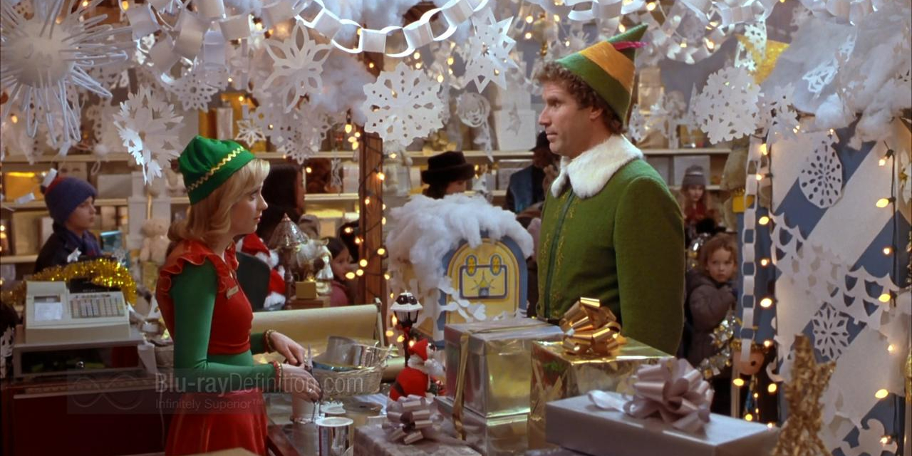 Buddy talks to a store employee in the film Elf.